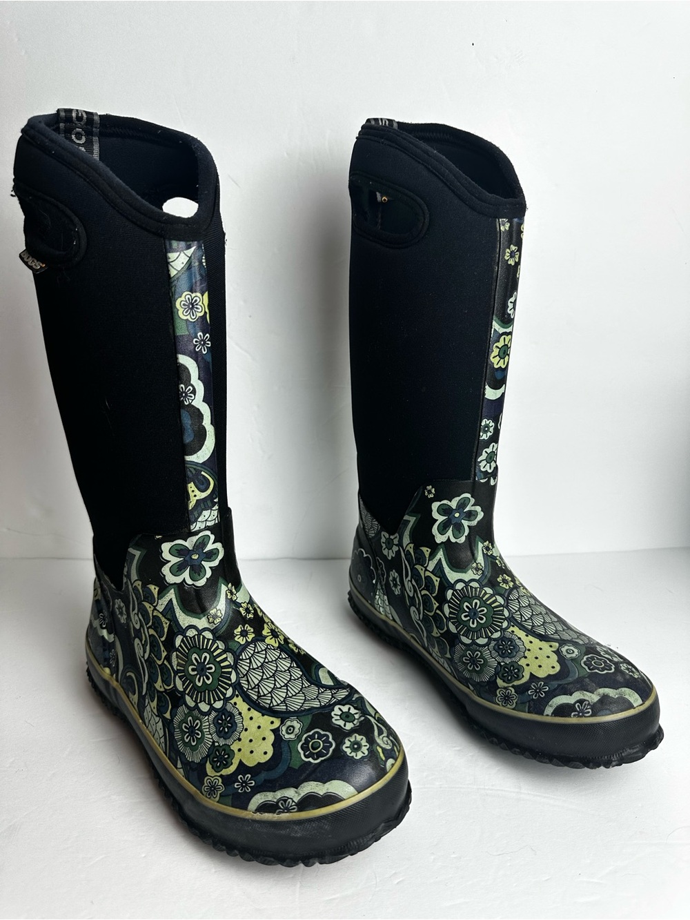 Bogs Tall Boots Women's Size 8 Shoes Green Black Waterproof Rain Snow Outdoor